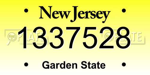 1337528 New Jersey License Plate