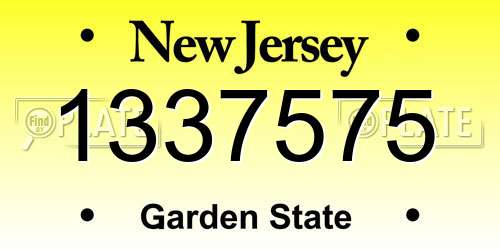 1337575 New Jersey License Plate