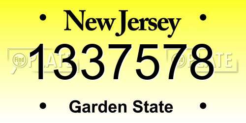 1337578 New Jersey License Plate