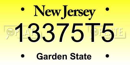 13375T5 New Jersey License Plate