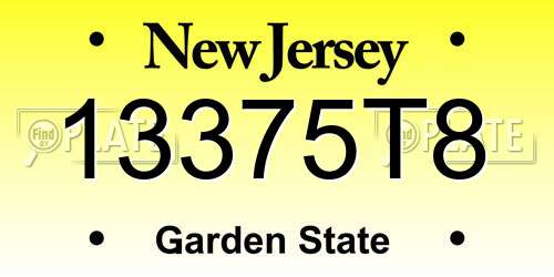 13375T8 New Jersey License Plate