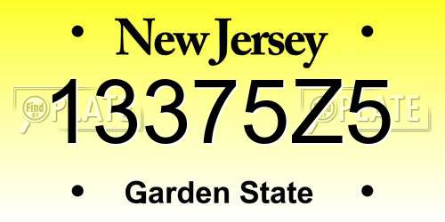 13375Z5 New Jersey License Plate