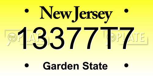 13377T7 New Jersey License Plate