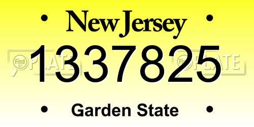 1337825 New Jersey License Plate
