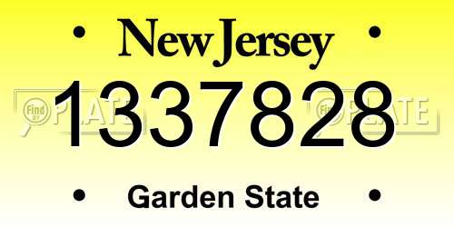 1337828 New Jersey License Plate