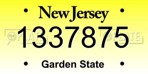 1337875 New Jersey License Plate