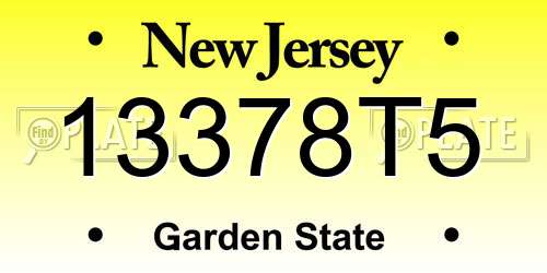 13378T5 New Jersey License Plate