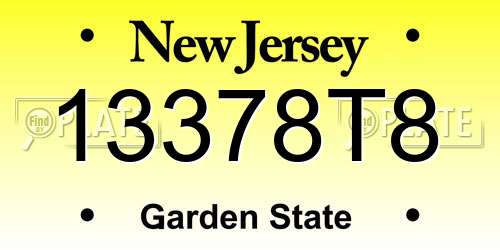 13378T8 New Jersey License Plate