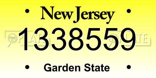 1338559 New Jersey License Plate