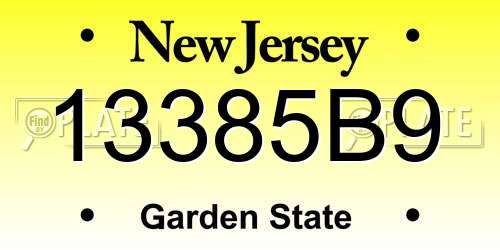 13385B9 New Jersey License Plate