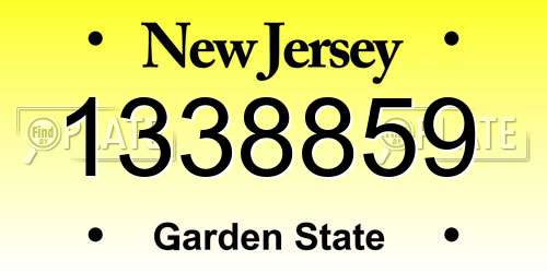 1338859 New Jersey License Plate