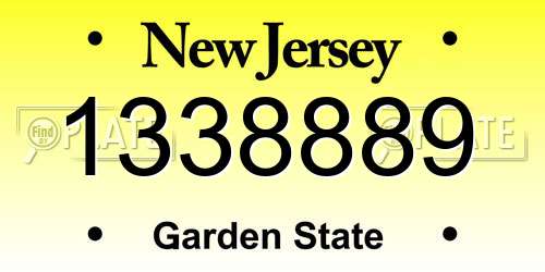 1338889 New Jersey License Plate