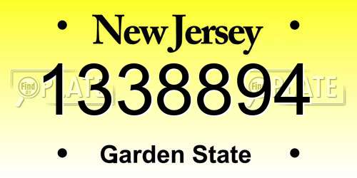 1338894 New Jersey License Plate
