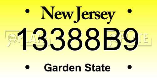 13388B9 New Jersey License Plate