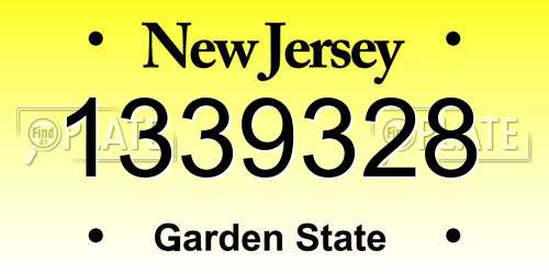 1339328 New Jersey License Plate