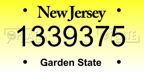 1339375 New Jersey License Plate