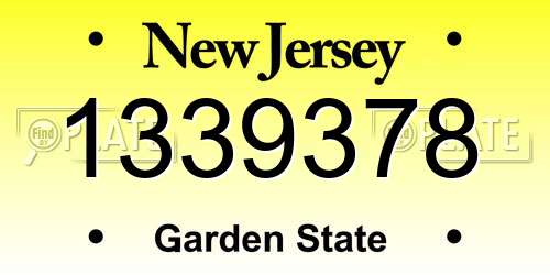 1339378 New Jersey License Plate