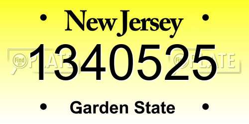 1340525 New Jersey License Plate