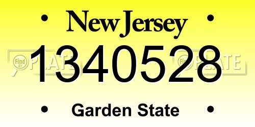 1340528 New Jersey License Plate