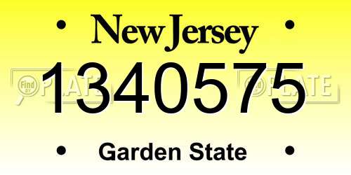 1340575 New Jersey License Plate