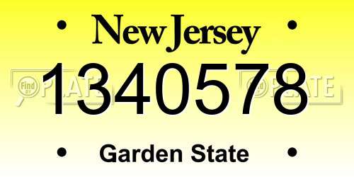 1340578 New Jersey License Plate