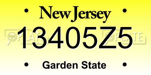 13405Z5 New Jersey License Plate