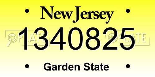 1340825 New Jersey License Plate