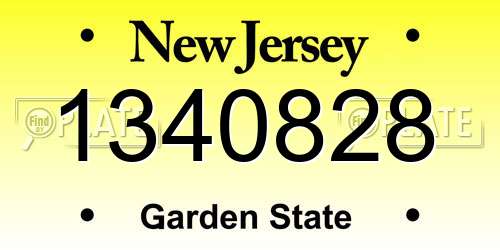 1340828 New Jersey License Plate