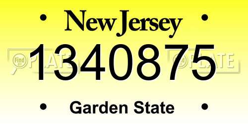 1340875 New Jersey License Plate