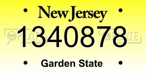 1340878 New Jersey License Plate