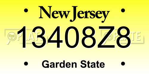 13408Z8 New Jersey License Plate