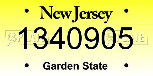 1340905 New Jersey License Plate