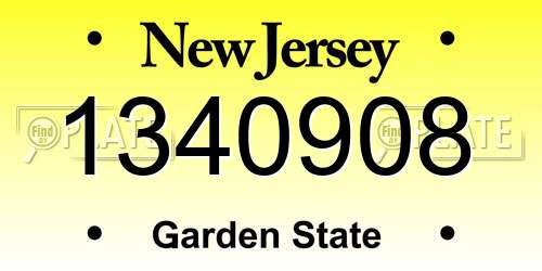 1340908 New Jersey License Plate