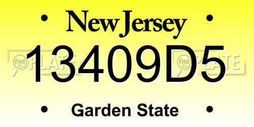 13409D5 New Jersey License Plate