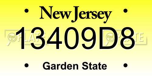 13409D8 New Jersey License Plate