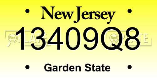 13409Q8 New Jersey License Plate