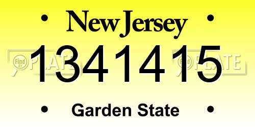 1341415 New Jersey License Plate