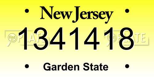 1341418 New Jersey License Plate