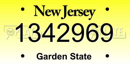 1342969 New Jersey License Plate