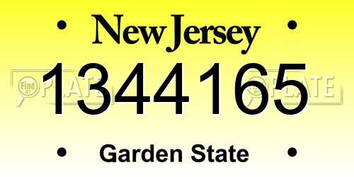 1344165 New Jersey License Plate