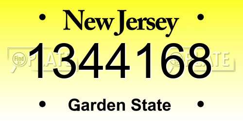 1344168 New Jersey License Plate