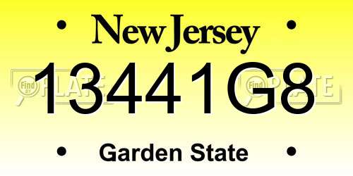 13441G8 New Jersey License Plate