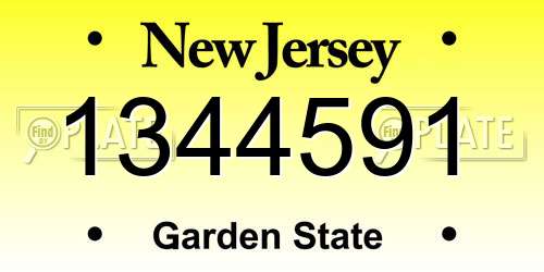 1344591 New Jersey License Plate
