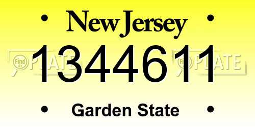 1344611 New Jersey License Plate