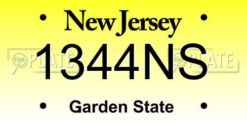 1344NS New Jersey License Plate