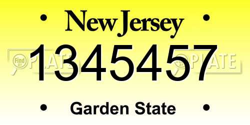 1345457 New Jersey License Plate