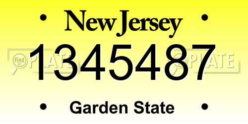 1345487 New Jersey License Plate
