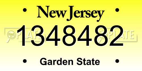 1348482 New Jersey License Plate
