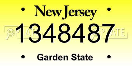 1348487 New Jersey License Plate
