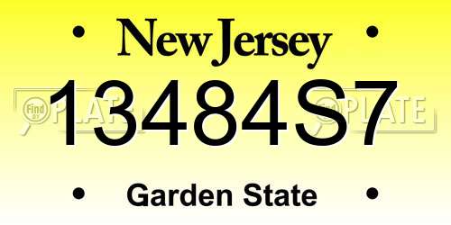 13484S7 New Jersey License Plate